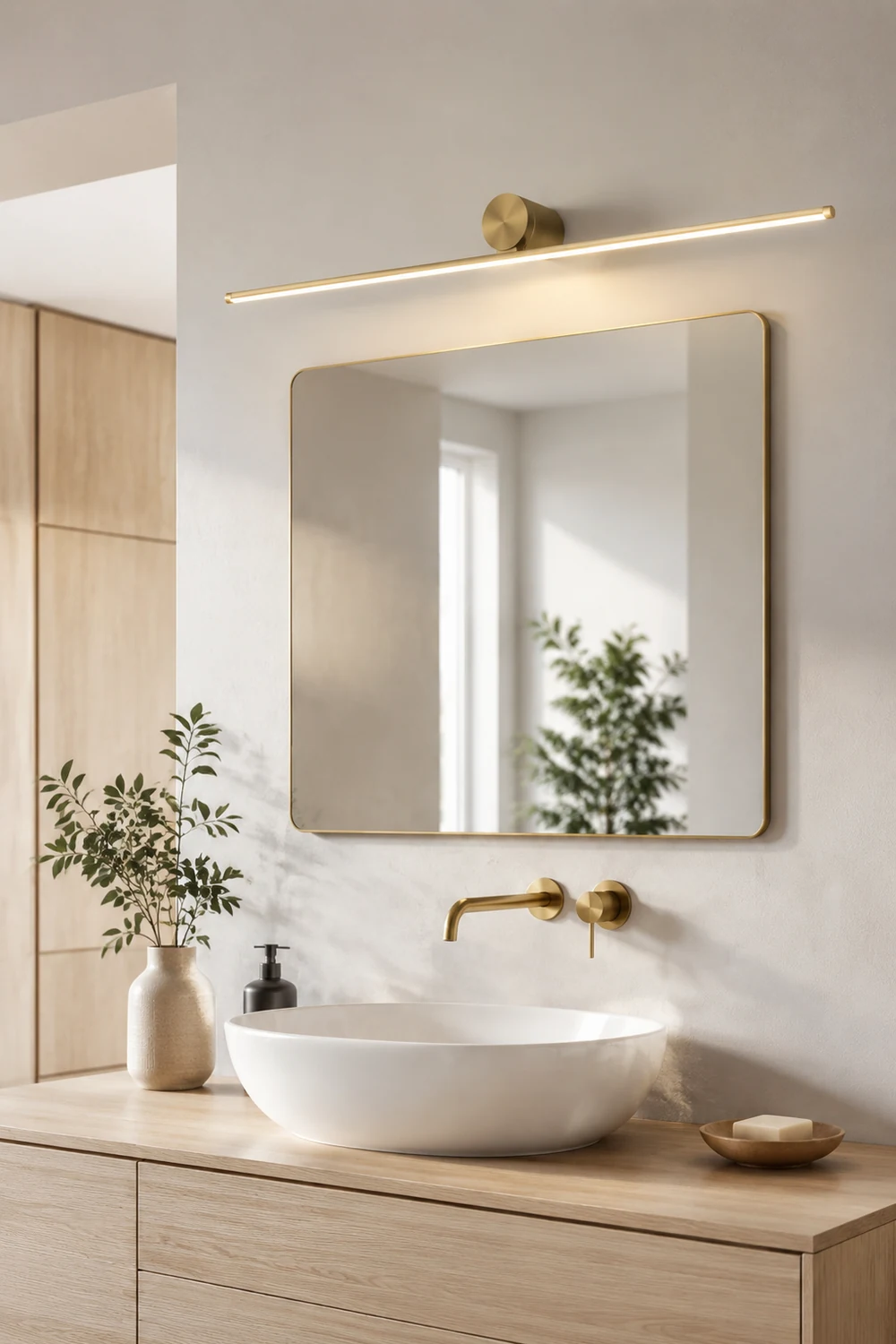 Leigh Spiegelfront Waschtisch-Wandleuchte 2 Farben, L 40/60/80/100cm - Lumpaz