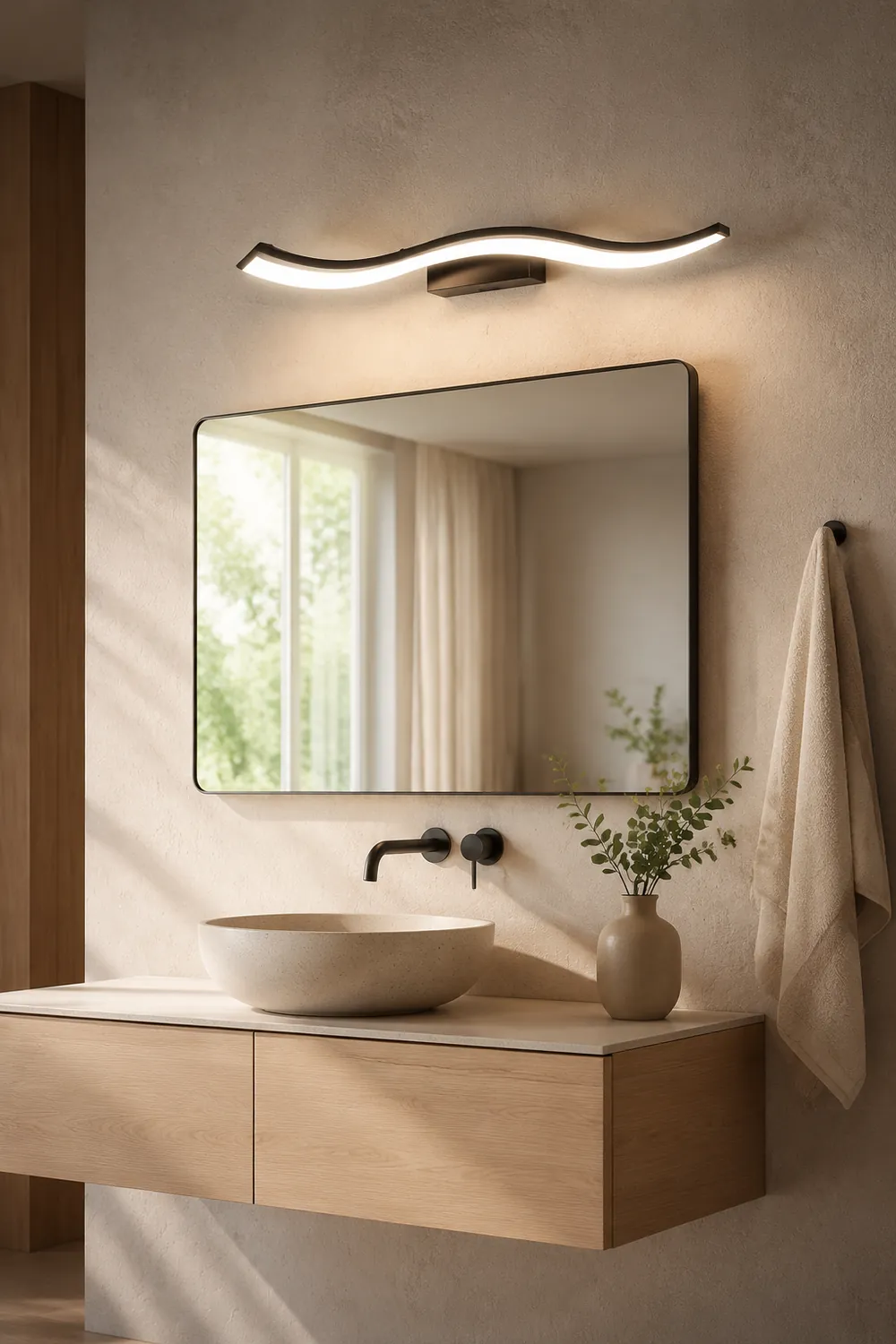 Leigh Spiegelfront Waschtisch-Wandleuchte, L 40/60/80CM - Lumpaz