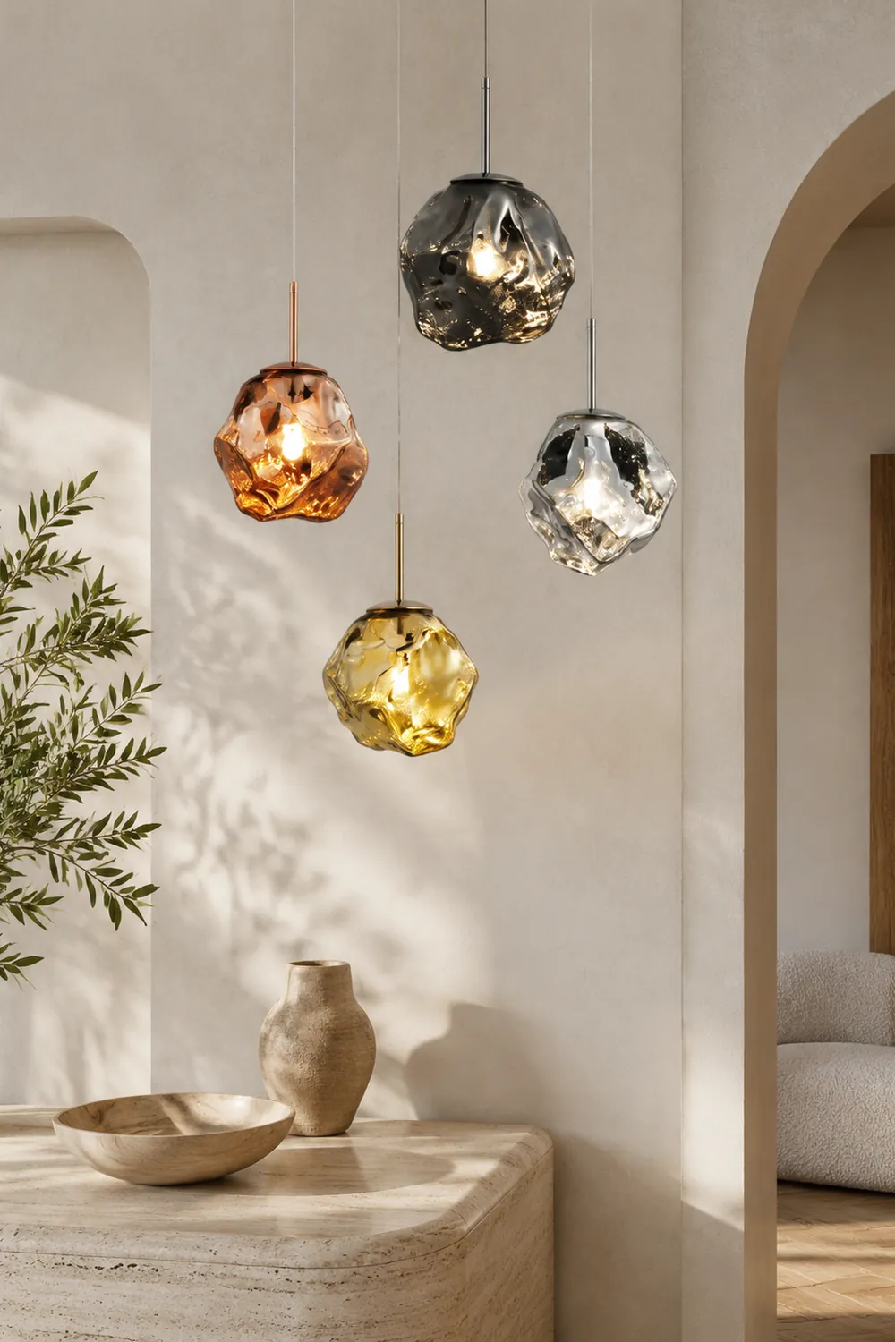 Mirza Glas Pendant Light, 4 Farben - Lumpaz
