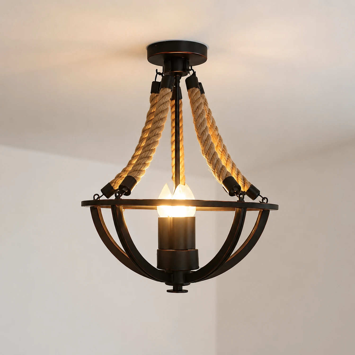 Alessio Kronleuchter, Hanfseil & Metall, ∅38CM - Lumpaz