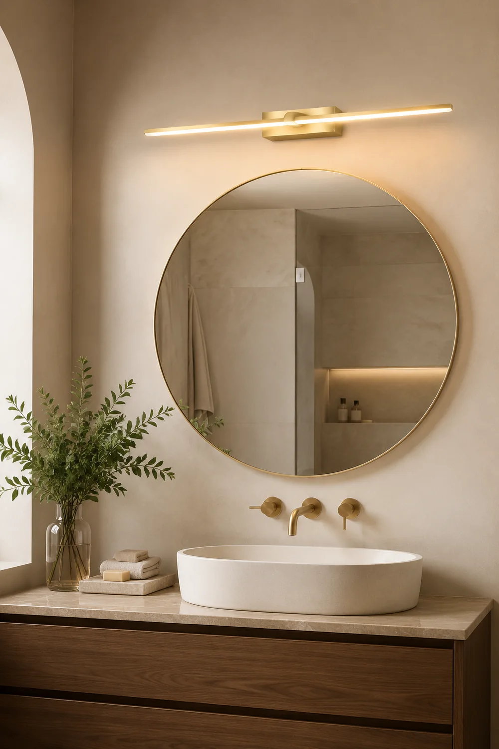 Leigh Spiegelfront Waschtisch-Wandleuchte, L 40/60/80CM - Lumpaz