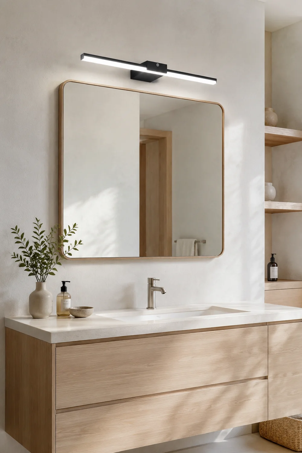 Edge Minimalistische Lineare Spiegelfront Waschtisch-Wandleuchte, L 40/60/80/100CM - Lumpaz