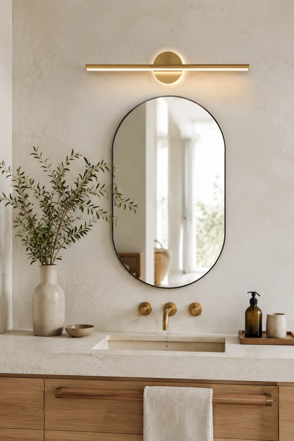 Leigh Spiegelfront Waschtisch-Wandleuchte, L 40/60/80CM - Lumpaz