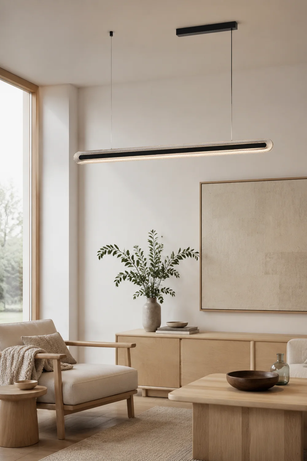 Evette Schwarze Pendelleuchte, L 100/120/140CM - Lumpaz