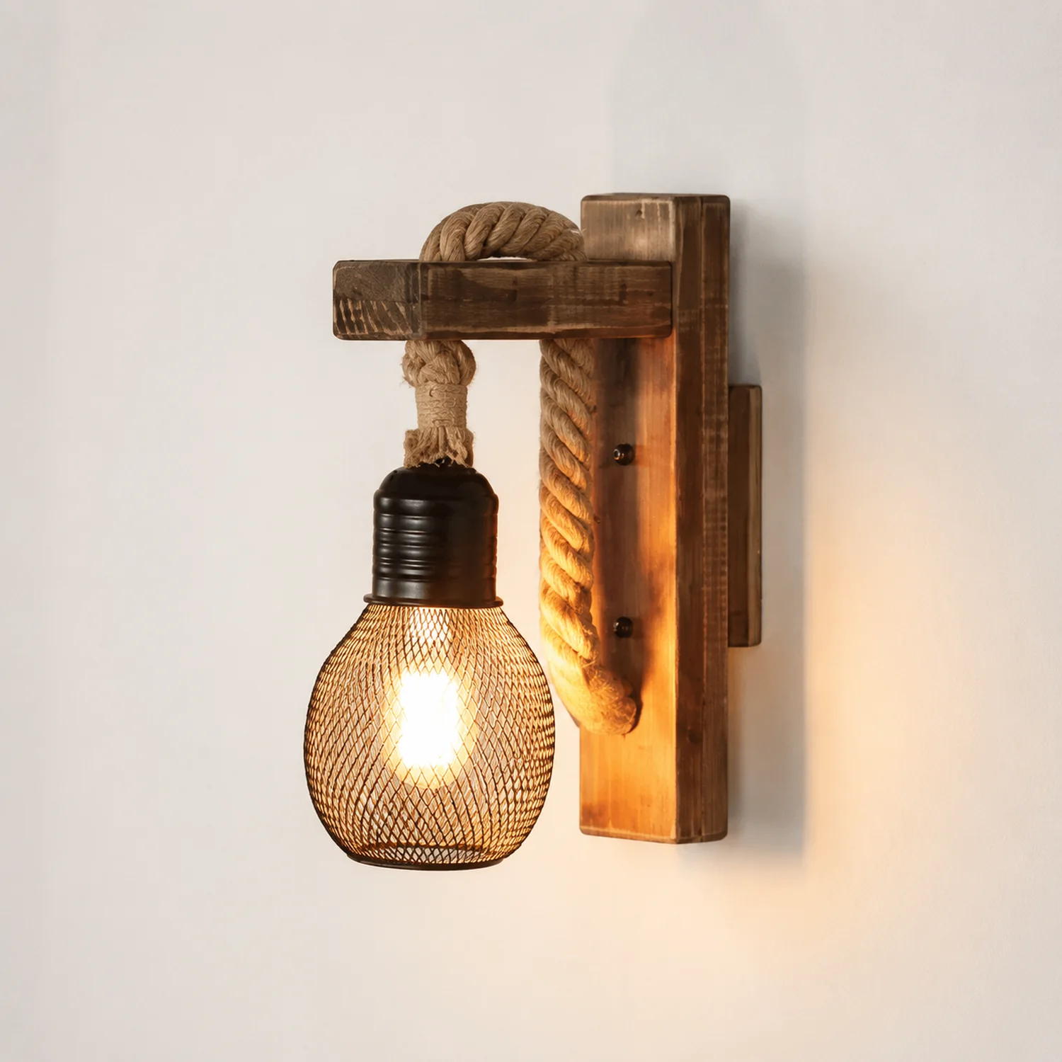 Wandleuchte Persönlichkeit Massivholz Retro alte Lampe Wohnzimmer Gang Balkon Korridor dekorative Wandleuchte - Lumpaz