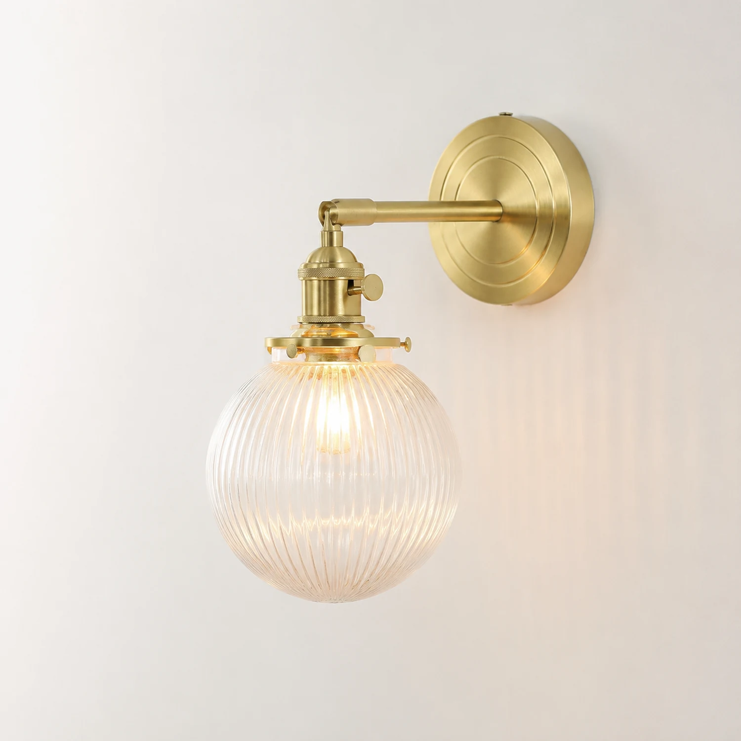Hailie Waschtisch-Wandleuchte, Messing & Glas, 2 Stile - Lumpaz