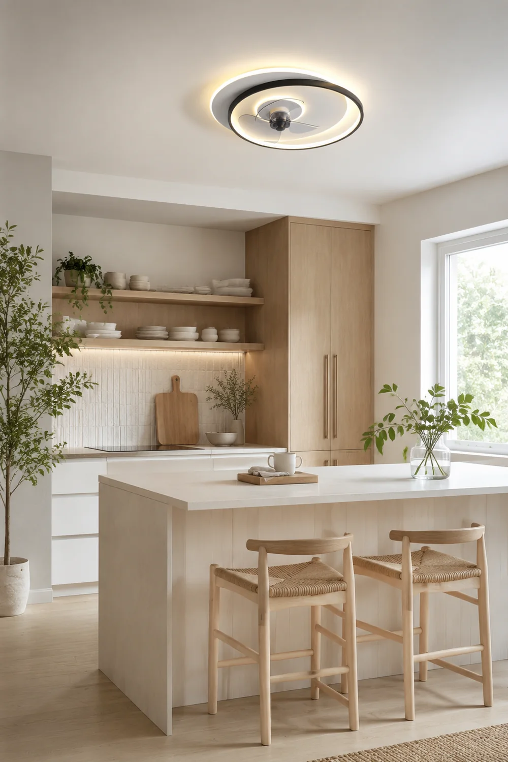 Quinn Deckenventilator mit Beleuchtung Doppel-Ring, 2 Farben, ∅46/56CM - Lumpaz