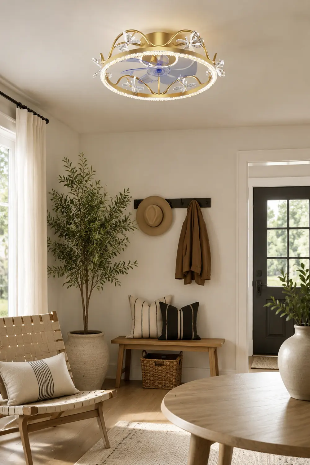 Minori Deckenventilator mit Beleuchtung Schneeflocke, 4 Farben, ∅52CM/52CM - Lumpaz