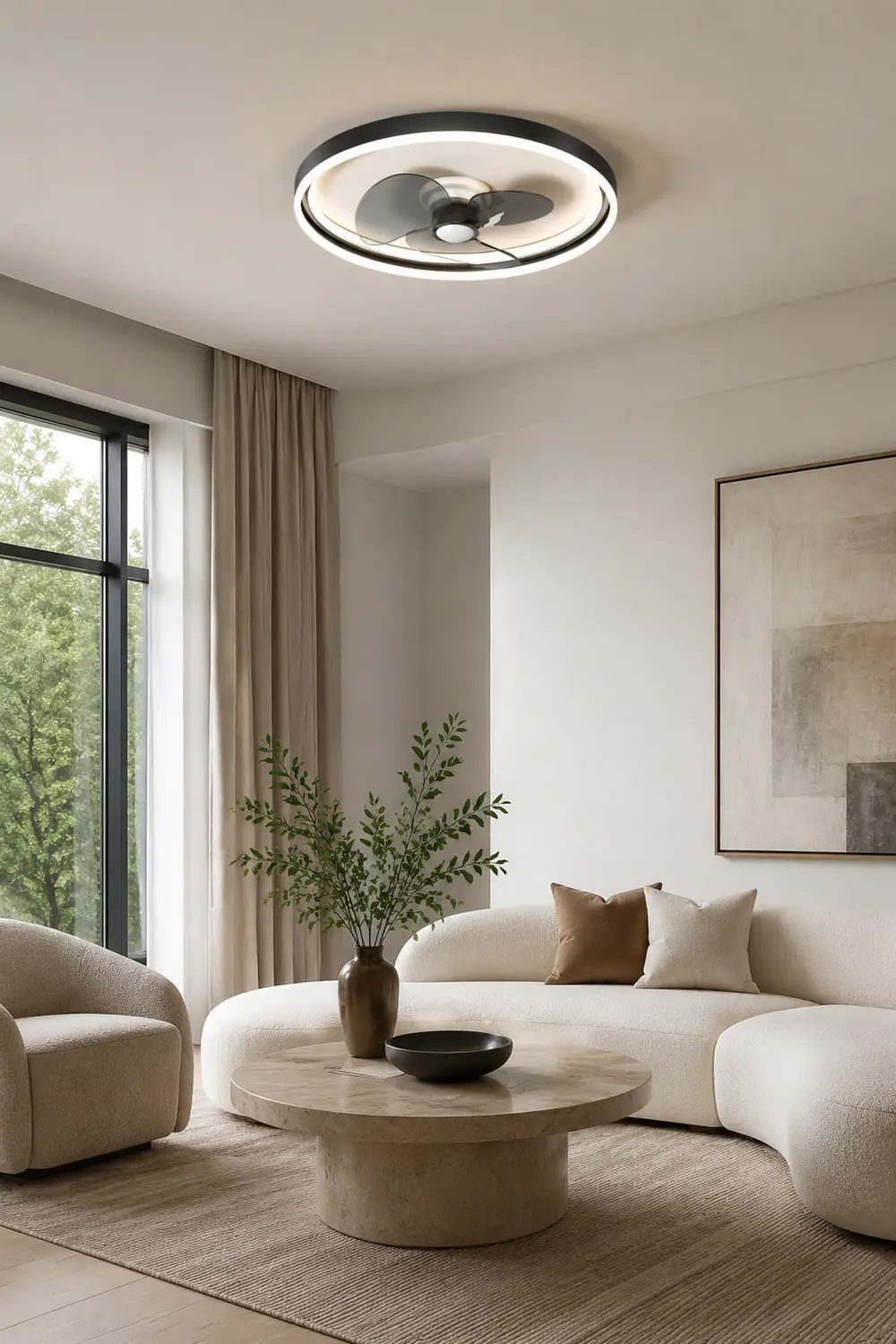Edge Kirsten Deckenventilator mit Beleuchtung, 2 Farben, 2-flammig, ∅41CM/51CM - Lumpaz