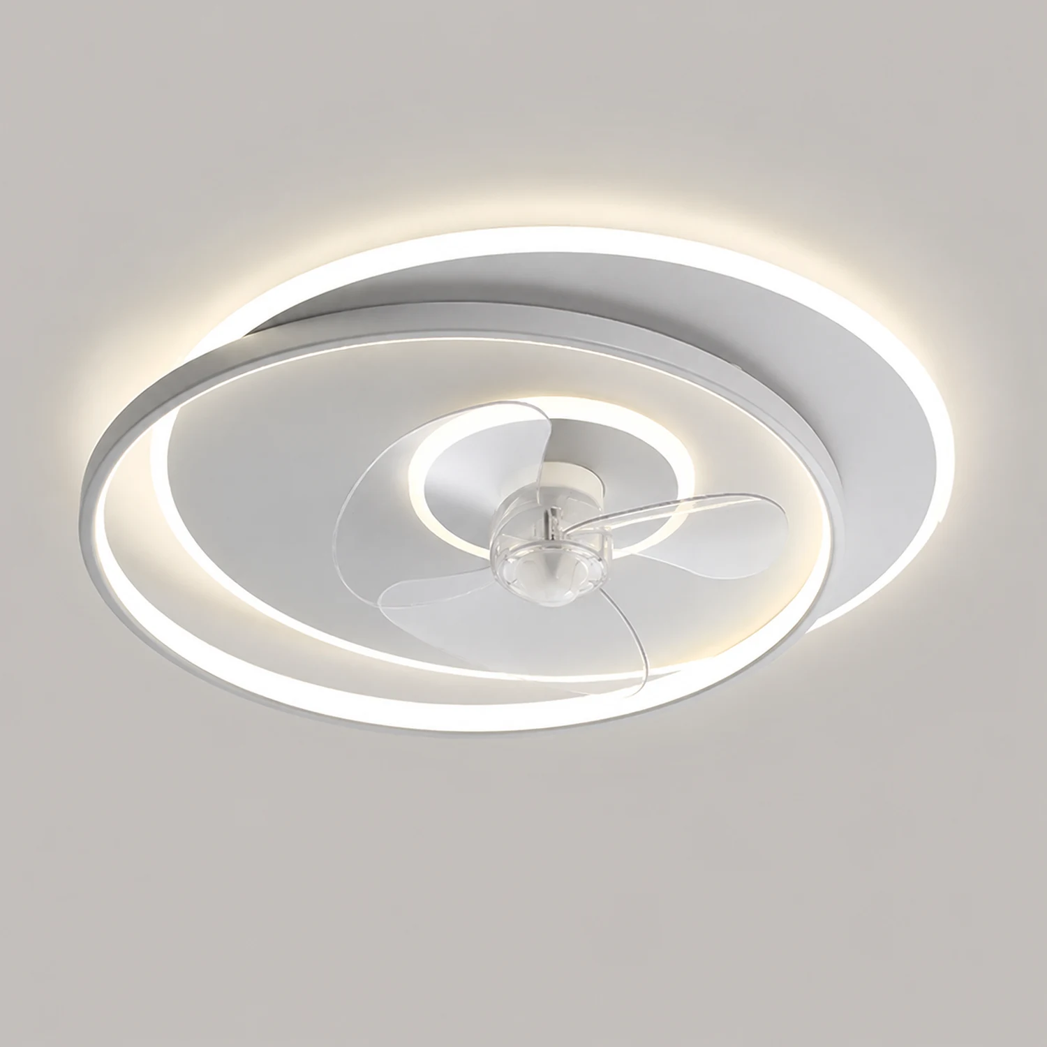 Quinn Deckenventilator mit Beleuchtung Doppel-Ring, 2 Farben, ∅46/56CM - Lumpaz