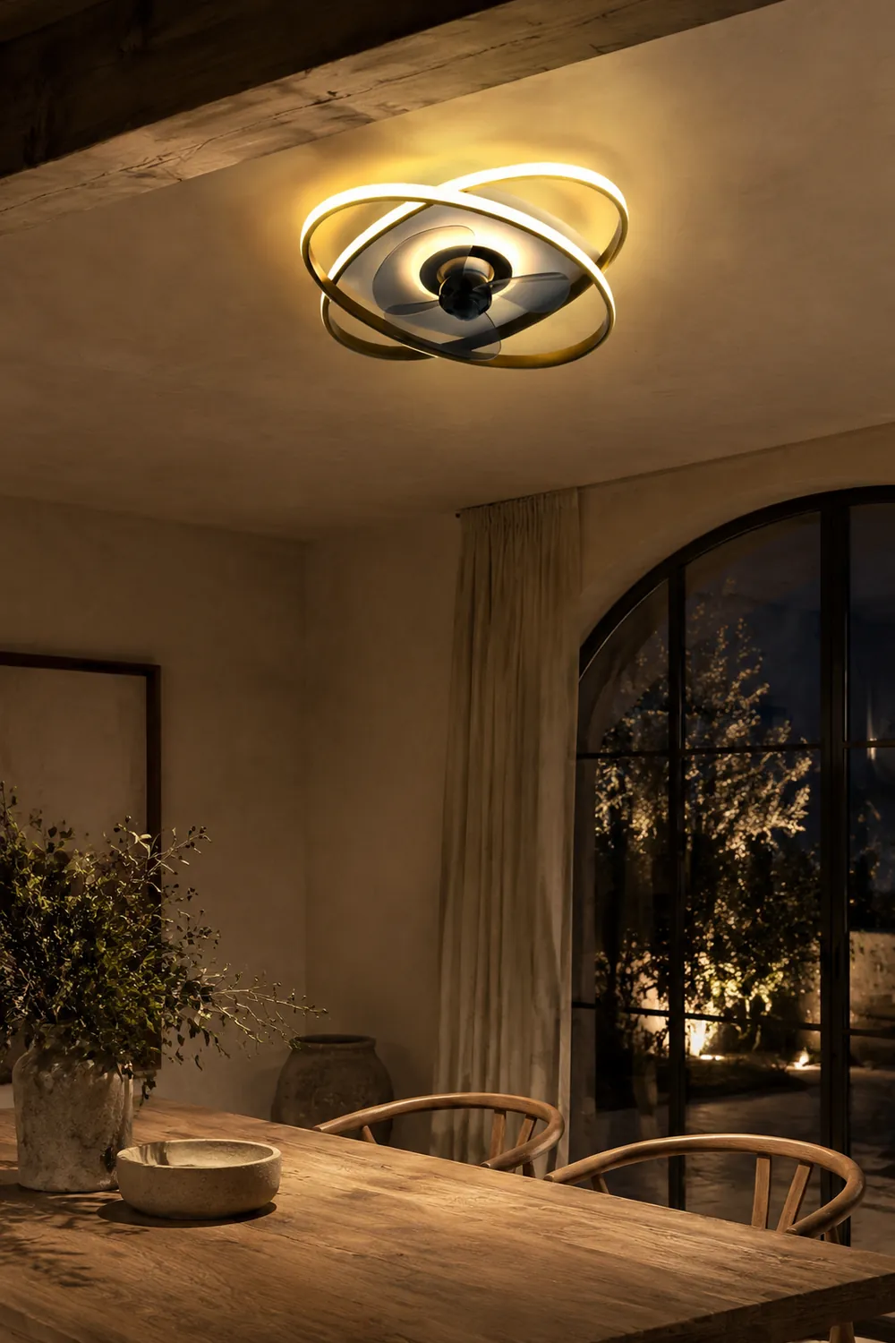 Arisha Deckenventilator mit Beleuchtung Doppel-Ring, 5 Farben, ∅50CM - Lumpaz
