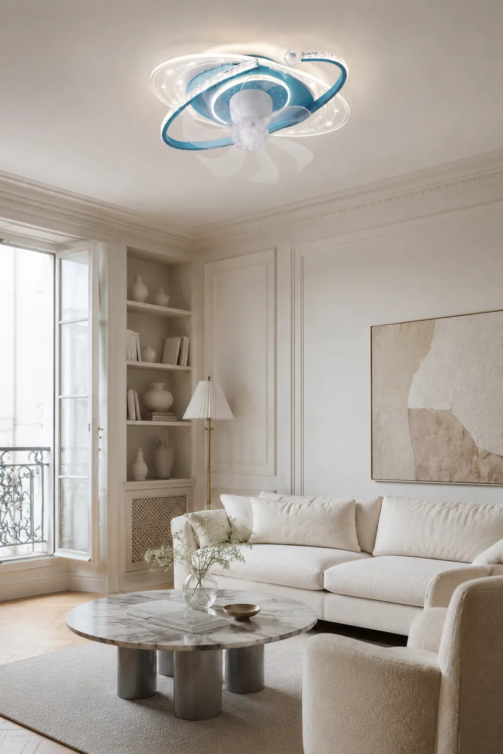 Minori Deckenventilator mit Beleuchtung Ellipse, 3 Farben, ∅50CM - Lumpaz