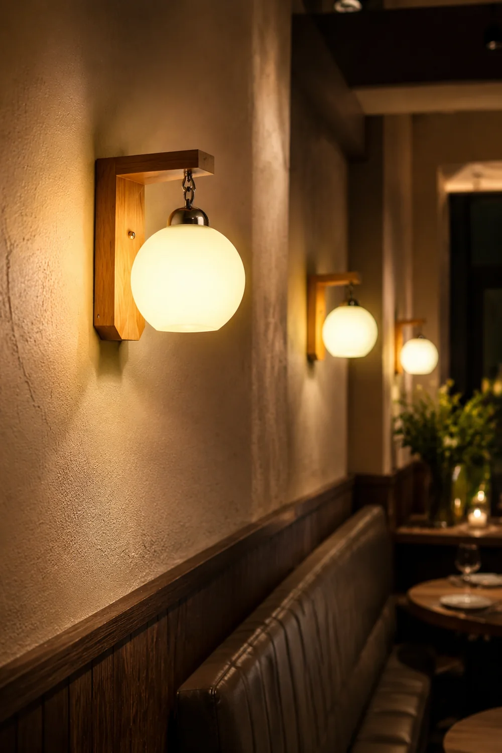 Ozawa Waschtisch-Wandleuchte, Holz & Glas - Lumpaz