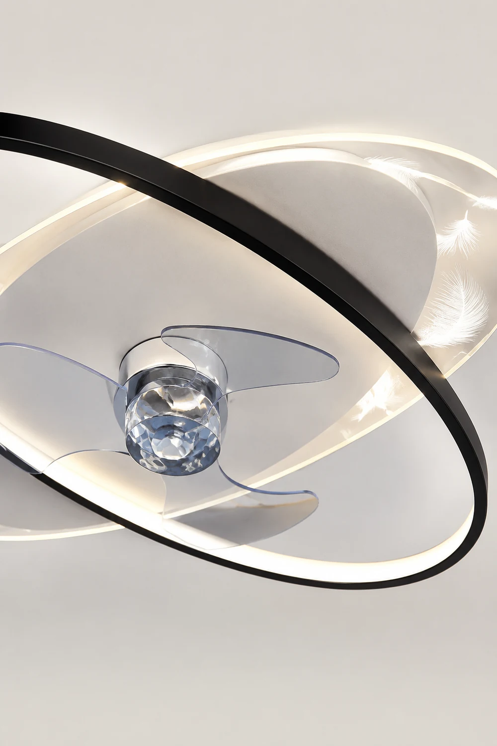Edge Deckenventilator mit Beleuchtung Doppel-Ring, 2 Farben, 55CM Lang - Lumpaz