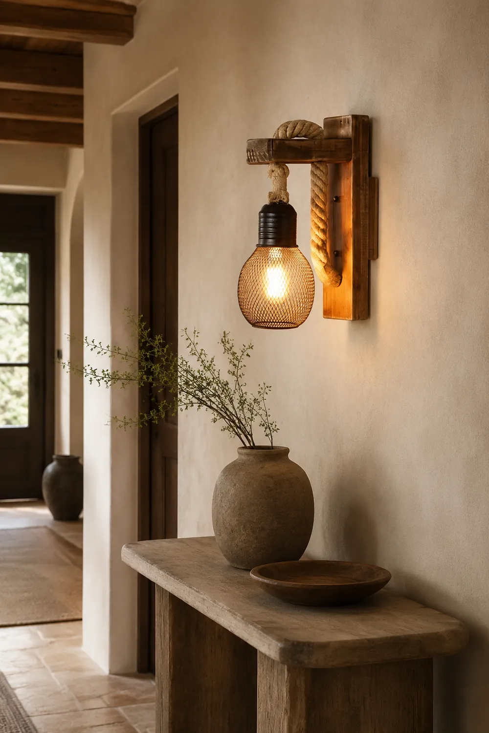 Wandleuchte Persönlichkeit Massivholz Retro alte Lampe Wohnzimmer Gang Balkon Korridor dekorative Wandleuchte - Lumpaz