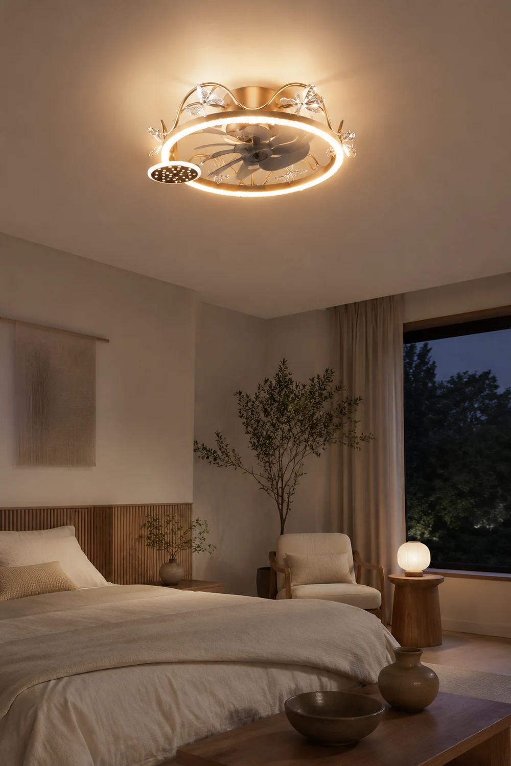 Minori Deckenventilator mit Beleuchtung Schneeflocke, 4 Farben, ∅52CM/52CM - Lumpaz
