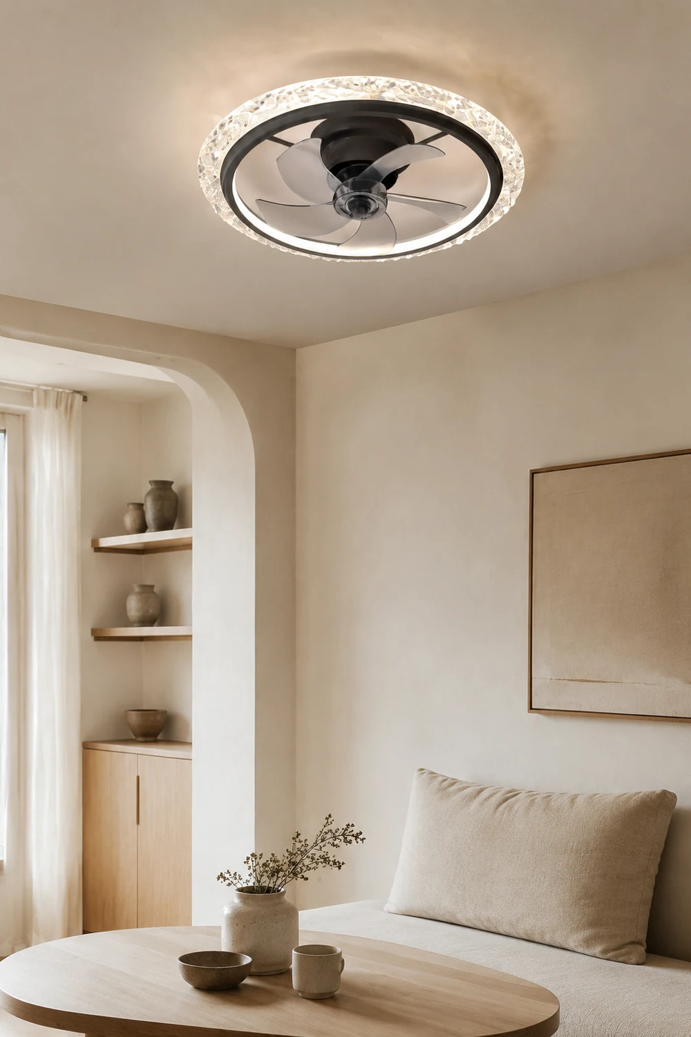Kirsten Deckenventilator mit Beleuchtung, 2 Farben, 2-flammig, ∅51CM/61CM - Lumpaz