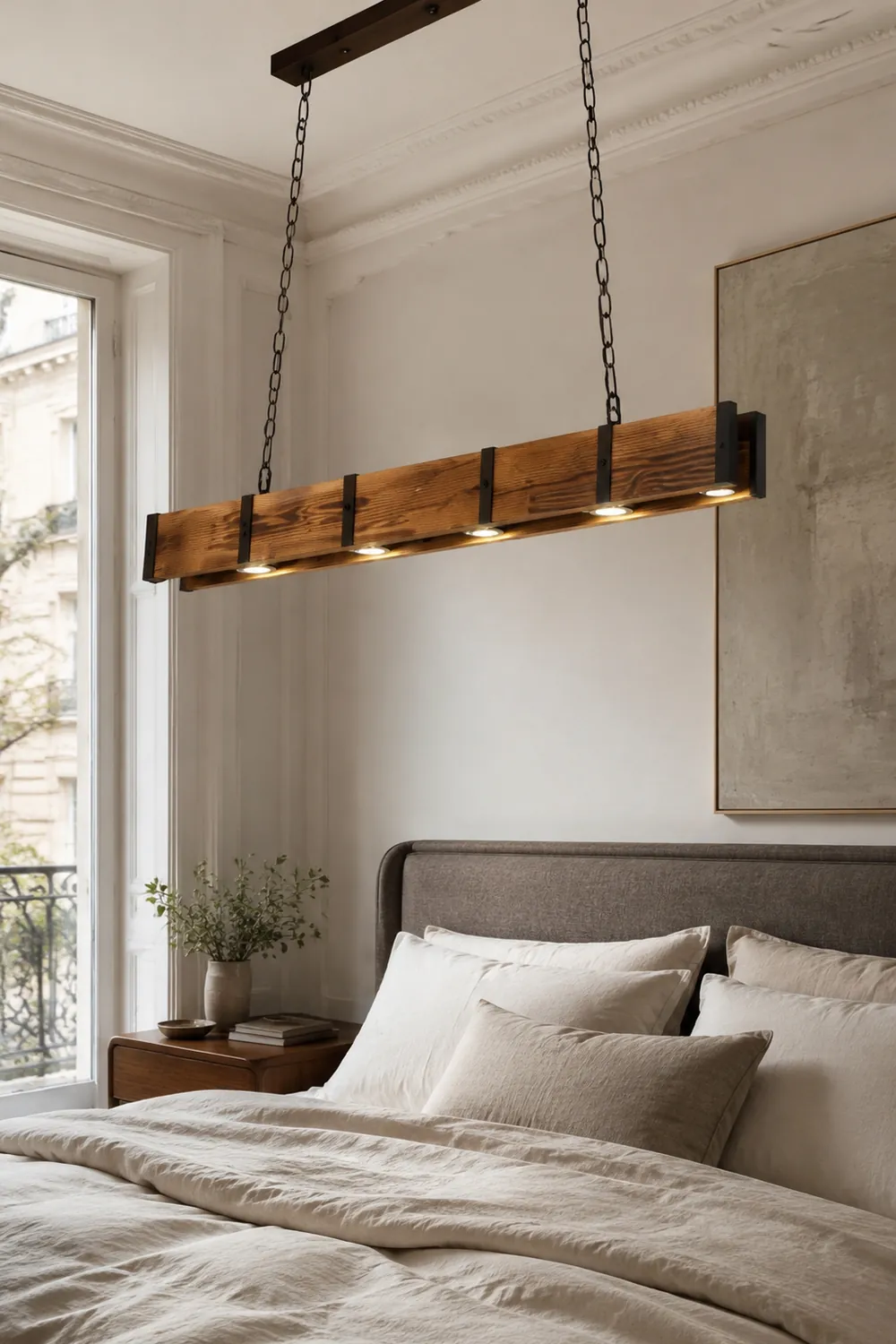 Alessio Pendelleuchte, Metall & Holz, L 100CM - Lumpaz