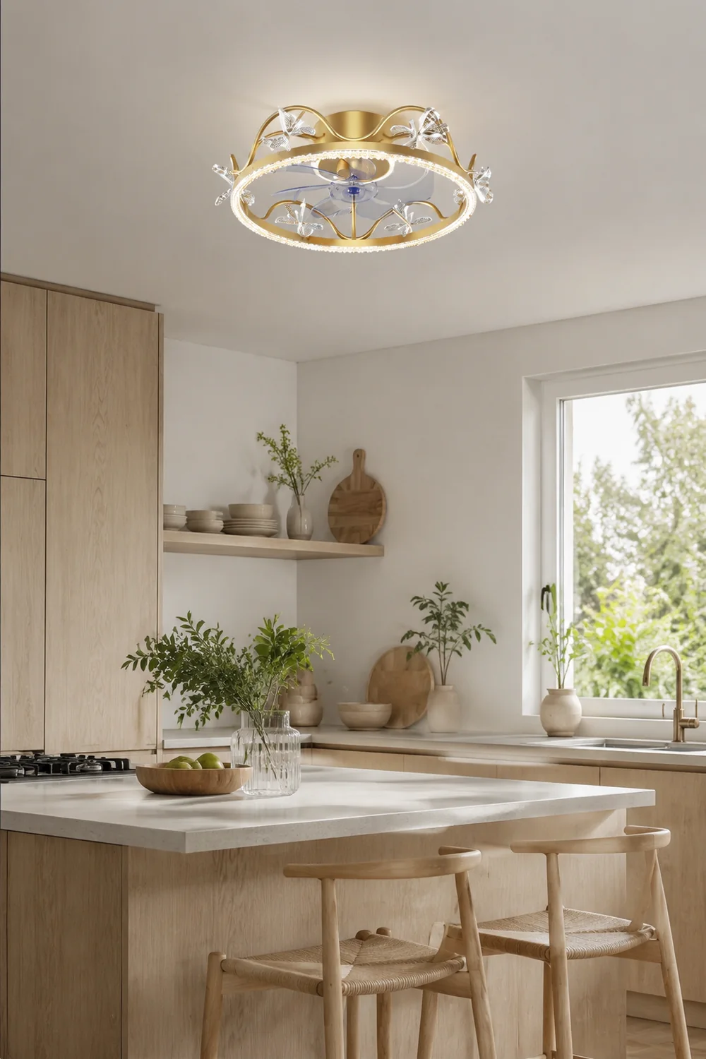 Minori Deckenventilator mit Beleuchtung Schneeflocke, 4 Farben, ∅52CM/52CM - Lumpaz