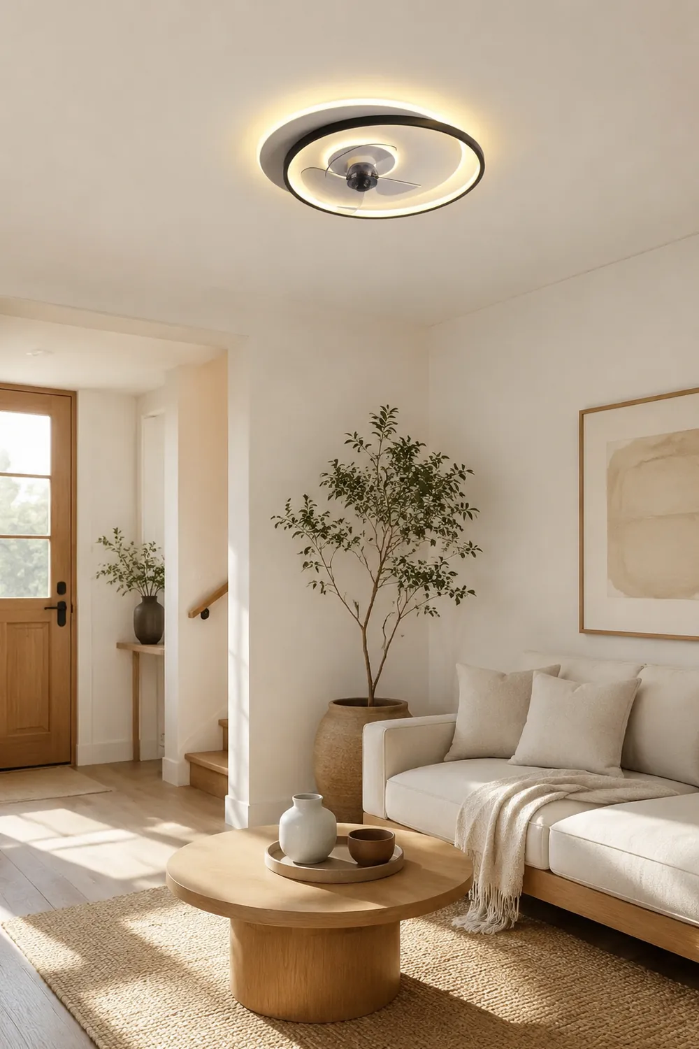 Quinn Deckenventilator mit Beleuchtung Doppel-Ring, 2 Farben, ∅46/56CM - Lumpaz