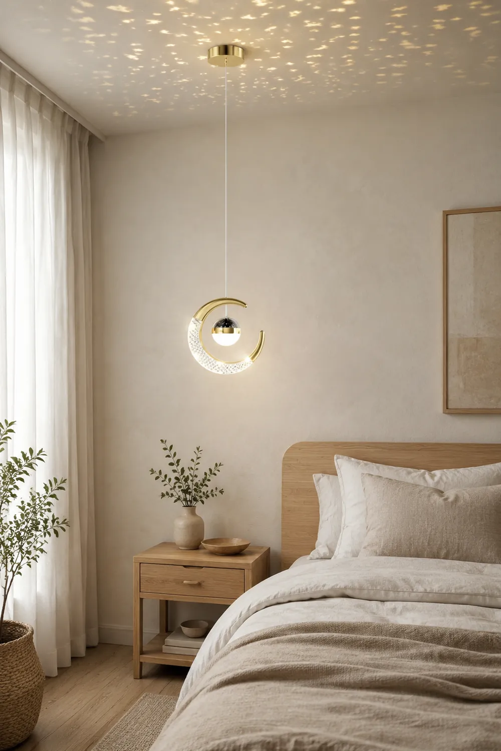 Madina LED Pendelleuchte Mond Sternenklar - Lumpaz