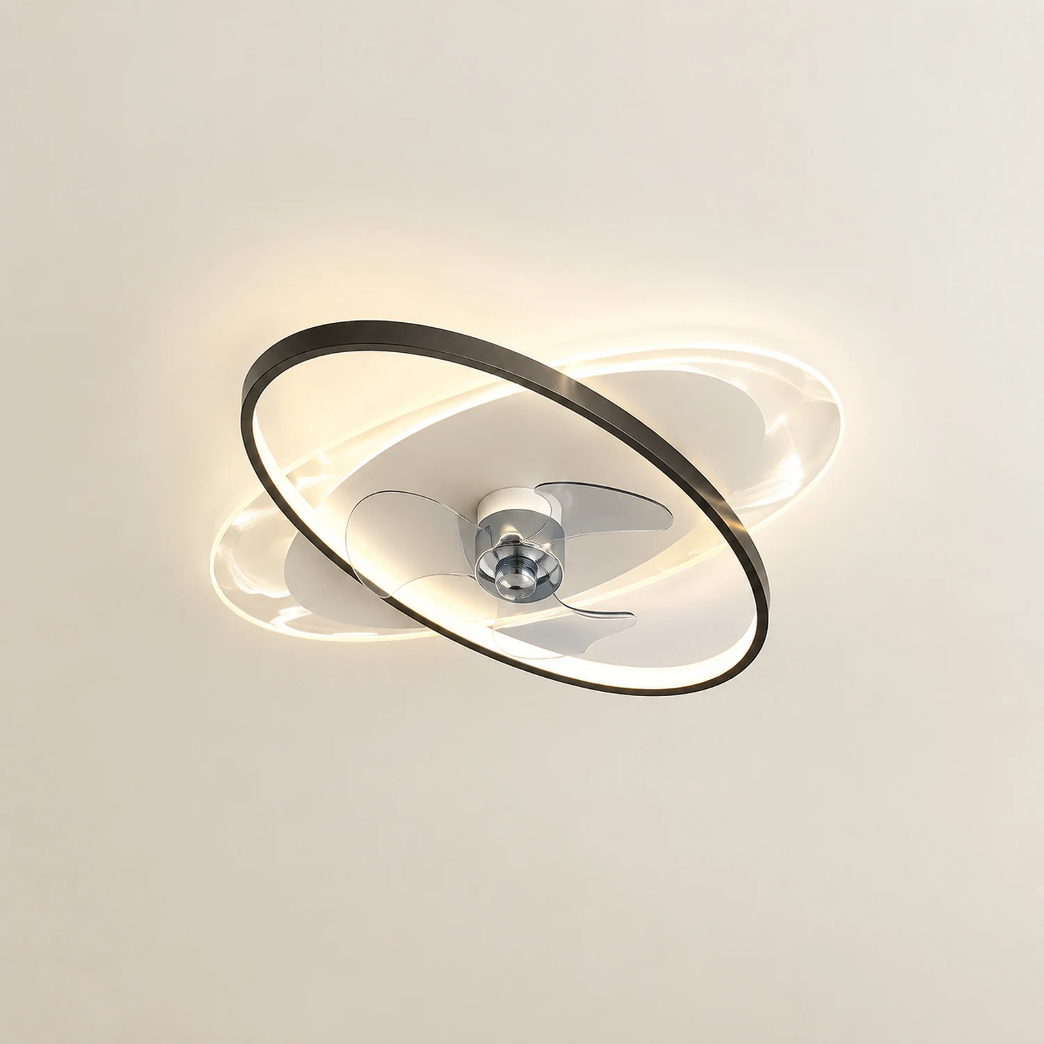 Edge Deckenventilator mit Beleuchtung Doppel-Ring, 2 Farben, 55CM Lang - Lumpaz
