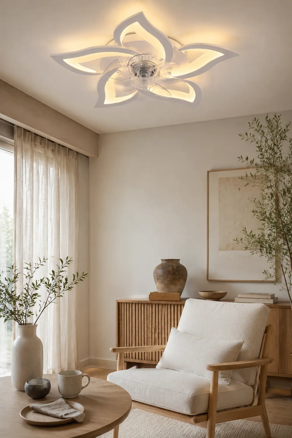 Hana Deckenventilator mit Beleuchtung Blume, 2 Farben, ∅65CM - Lumpaz