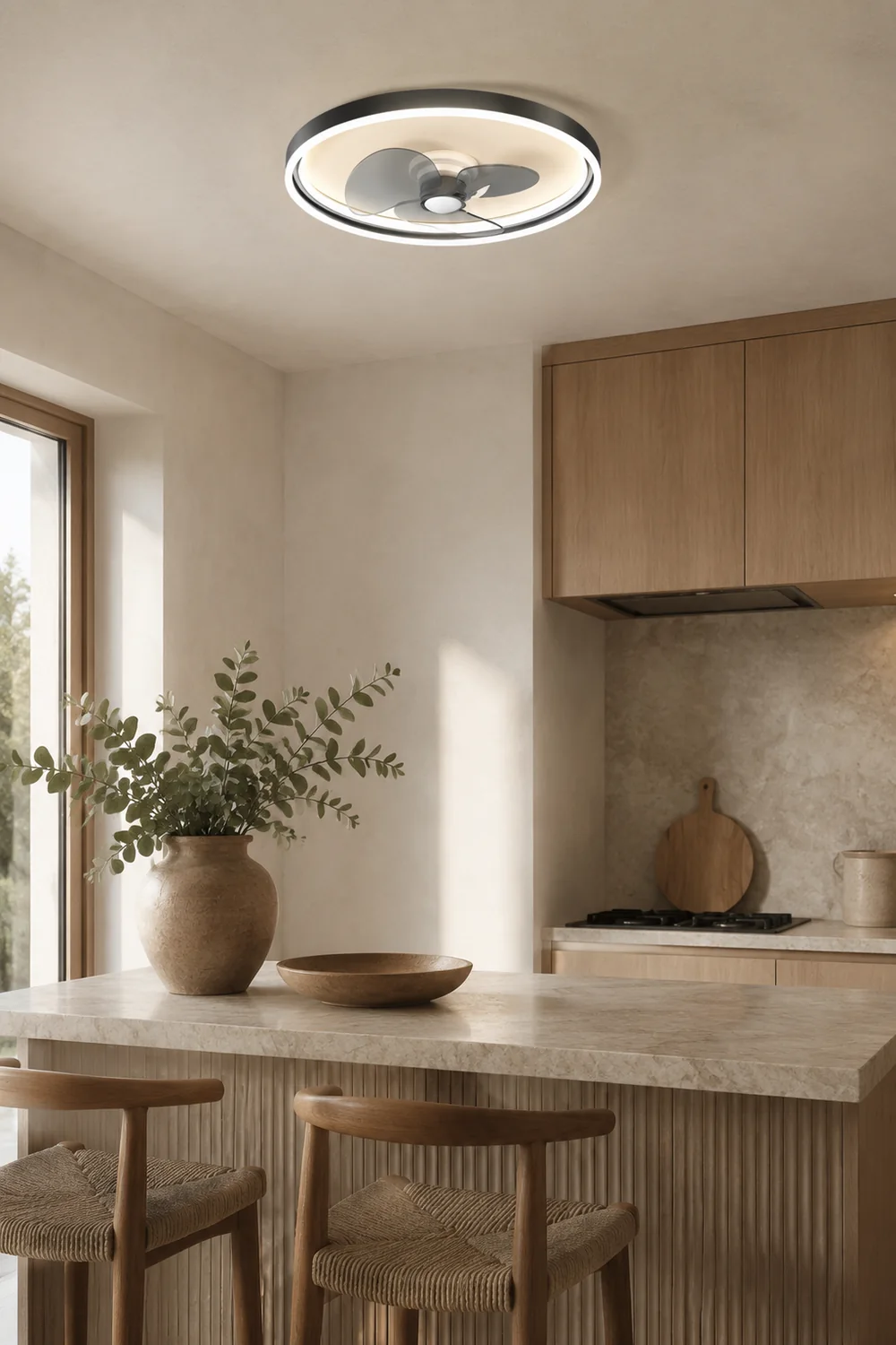 Edge Kirsten Deckenventilator mit Beleuchtung, 2 Farben, 2-flammig, ∅41CM/51CM - Lumpaz