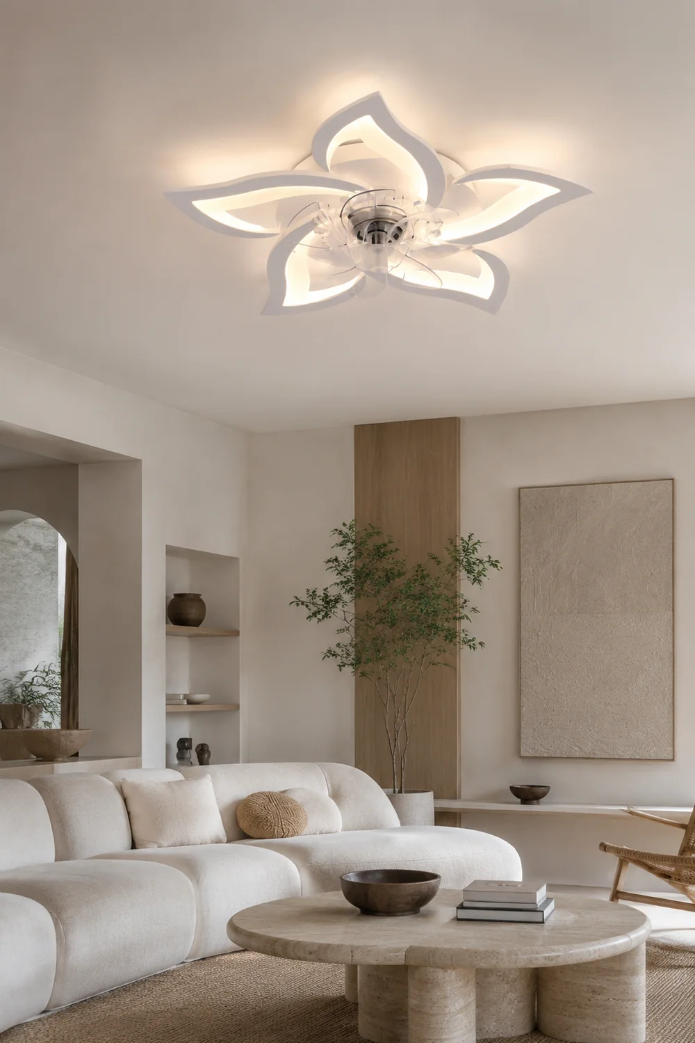 Hana Deckenventilator mit Beleuchtung Blume, 2 Farben, ∅65CM - Lumpaz