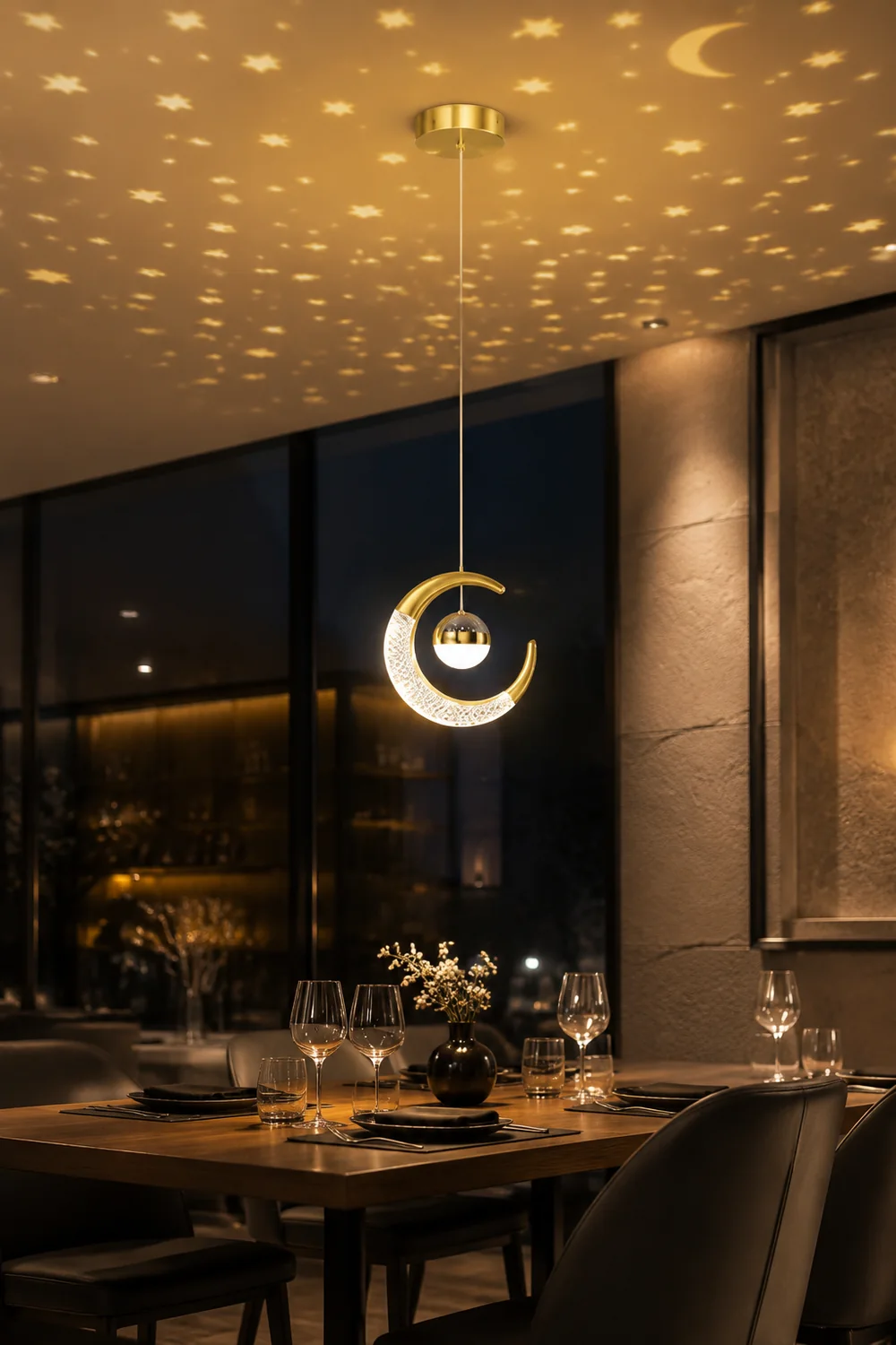 Madina LED Pendelleuchte Mond Sternenklar - Lumpaz
