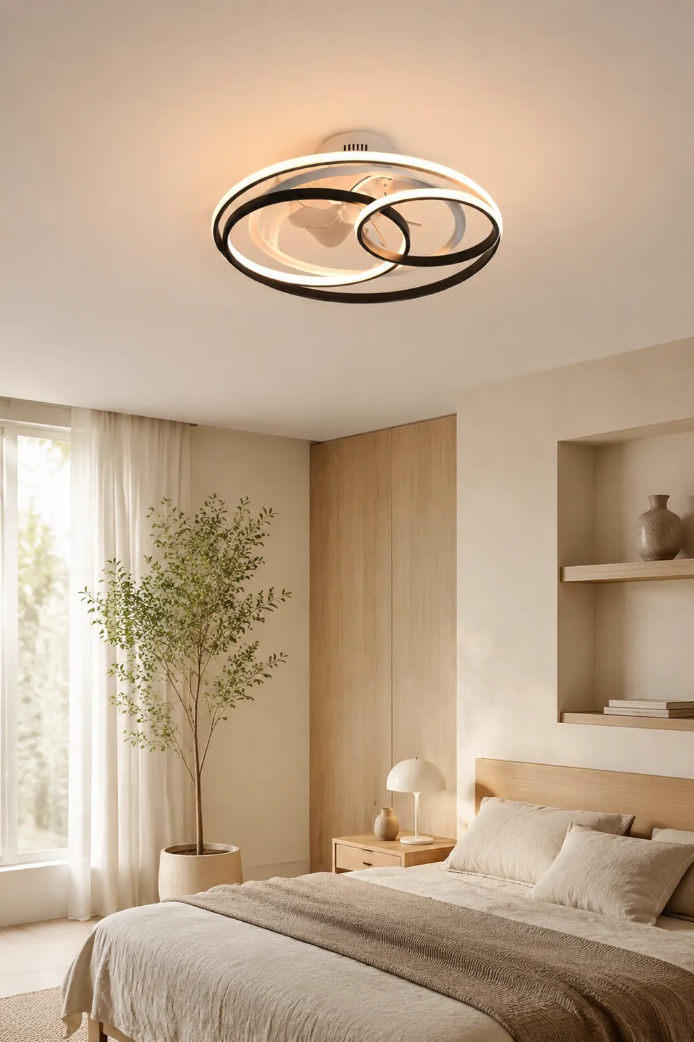 Arisha Deckenventilator mit Beleuchtung 4-Ring, ∅55/60CM - Lumpaz