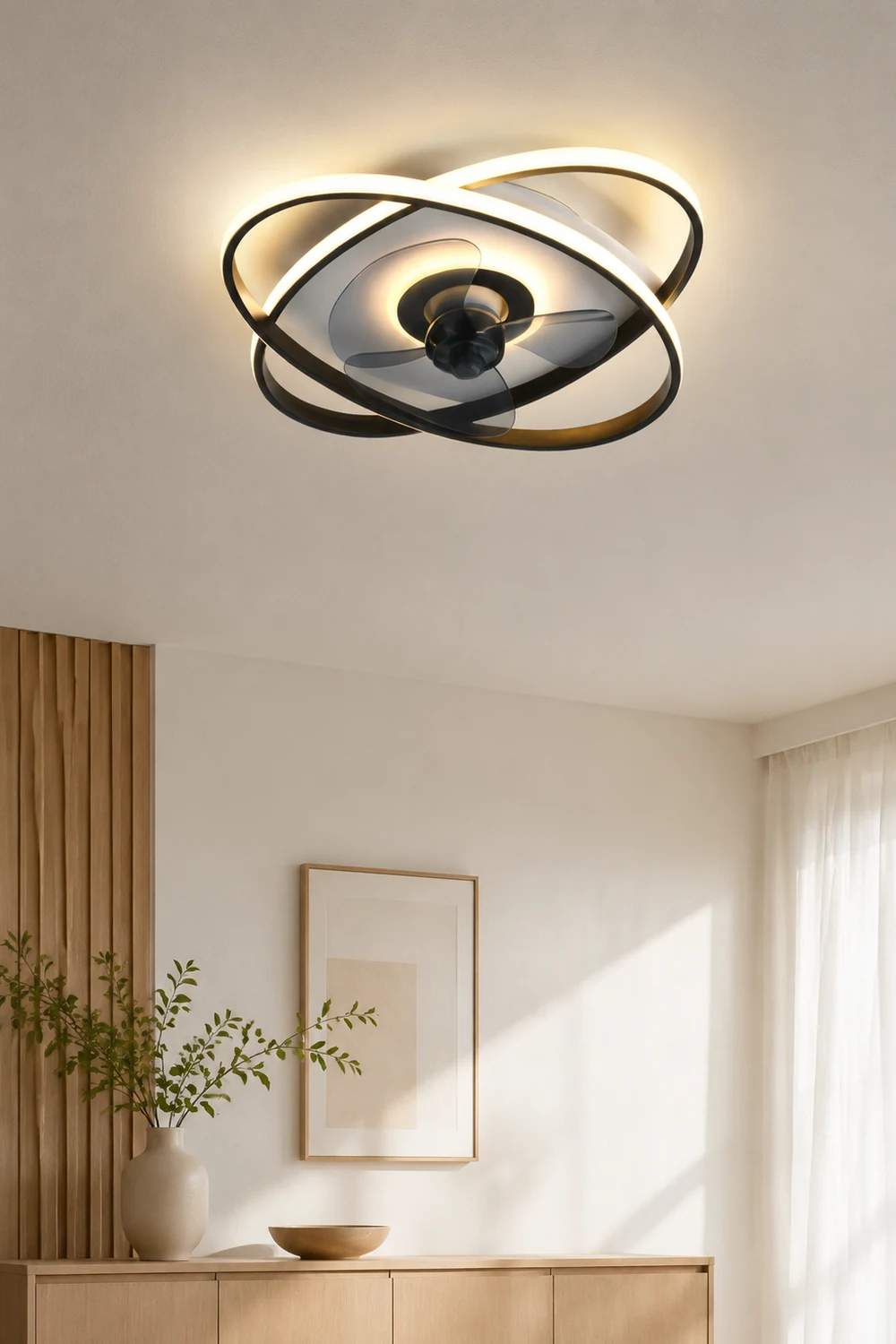 Arisha Deckenventilator mit Beleuchtung Doppel-Ring, 5 Farben, ∅50CM - Lumpaz