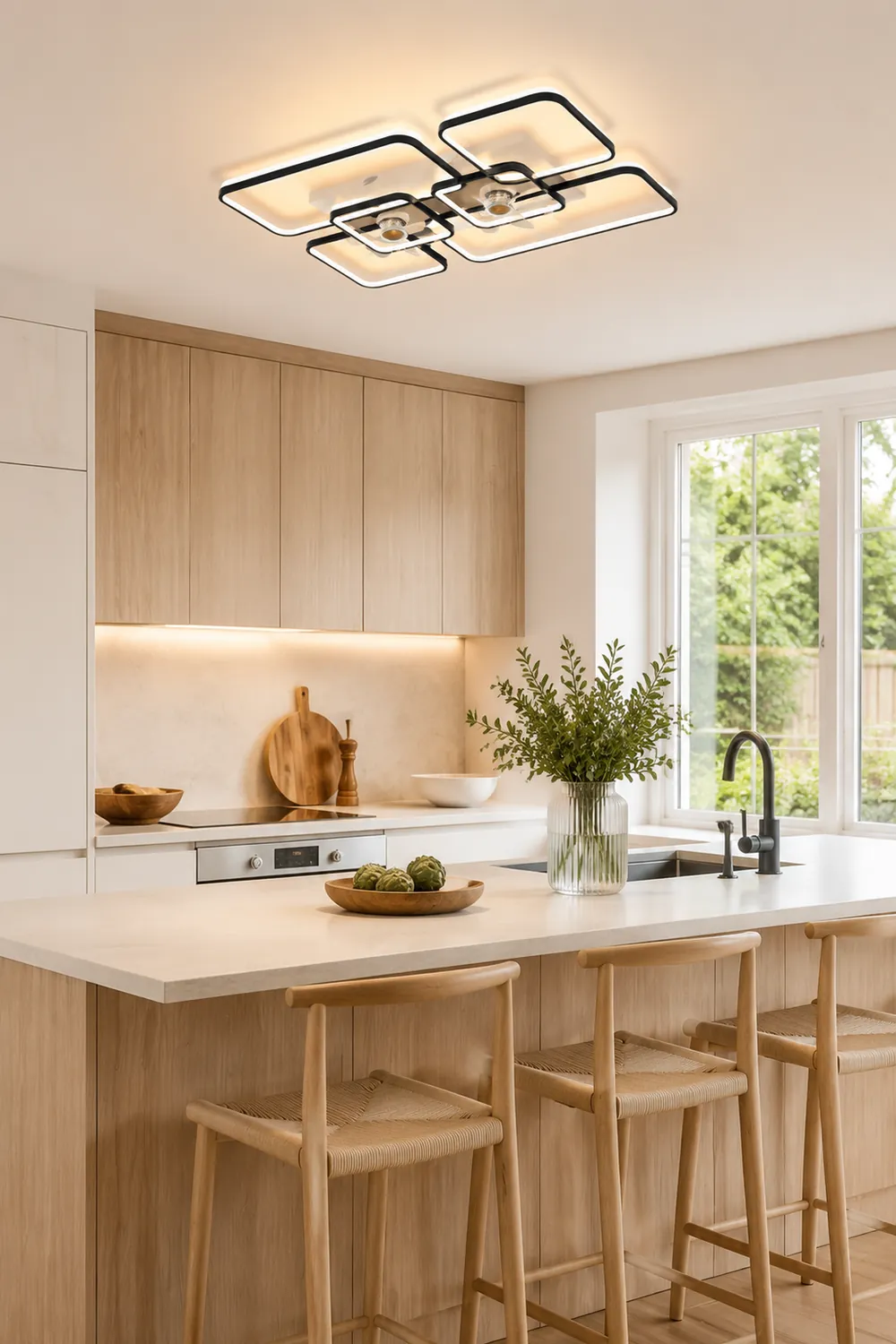 Lacey 2-Deckenventilator mit Beleuchtung, 2 Farben, ∅46/55/90/107CM - Lumpaz
