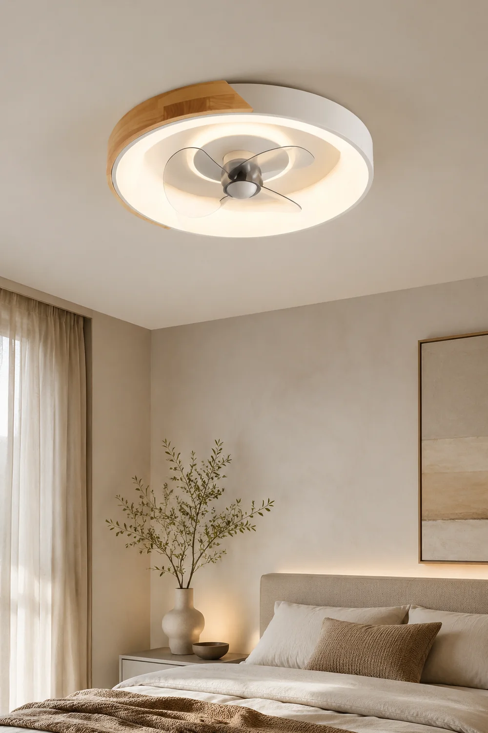 Ozawa Deckenventilator mit Beleuchtung, 3 Farben, ∅50CM - Lumpaz