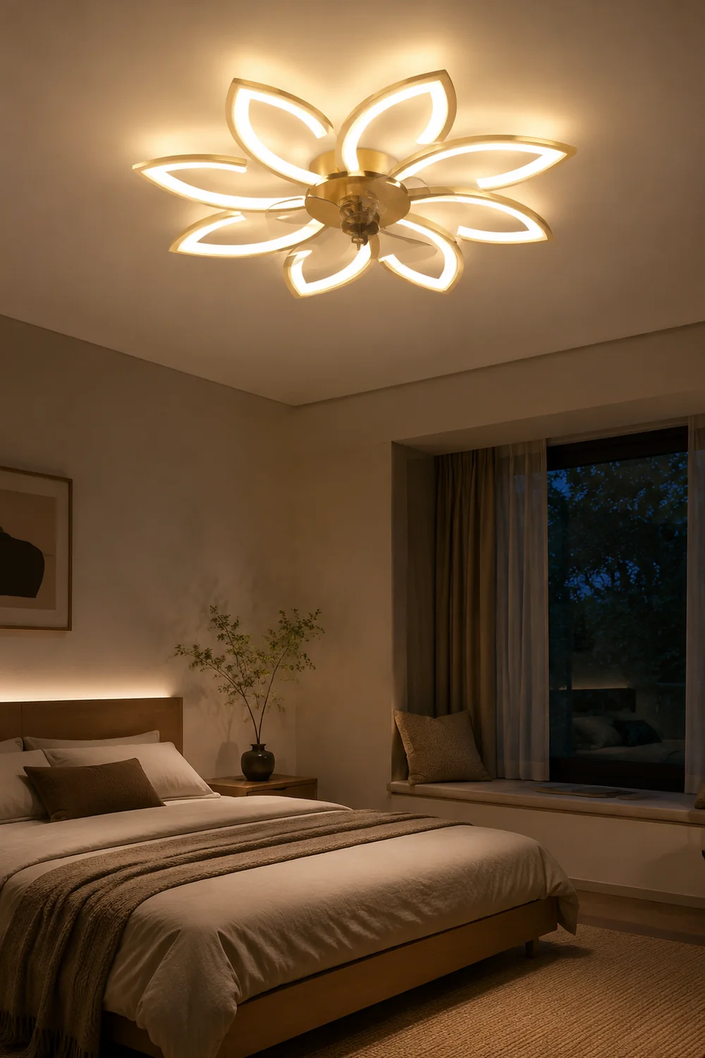 Hana Deckenventilator mit Beleuchtung Blume, 3 Farben, ∅65/68/79/90CM - Lumpaz