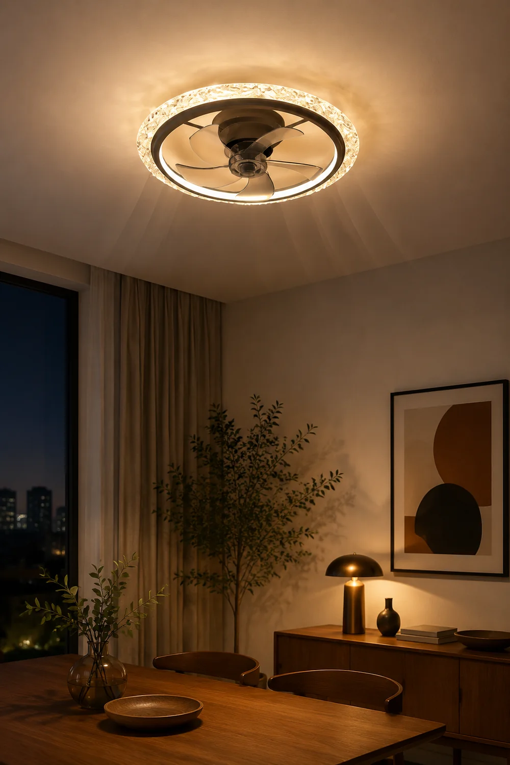Kirsten Deckenventilator mit Beleuchtung, 2 Farben, 2-flammig, ∅51CM/61CM - Lumpaz