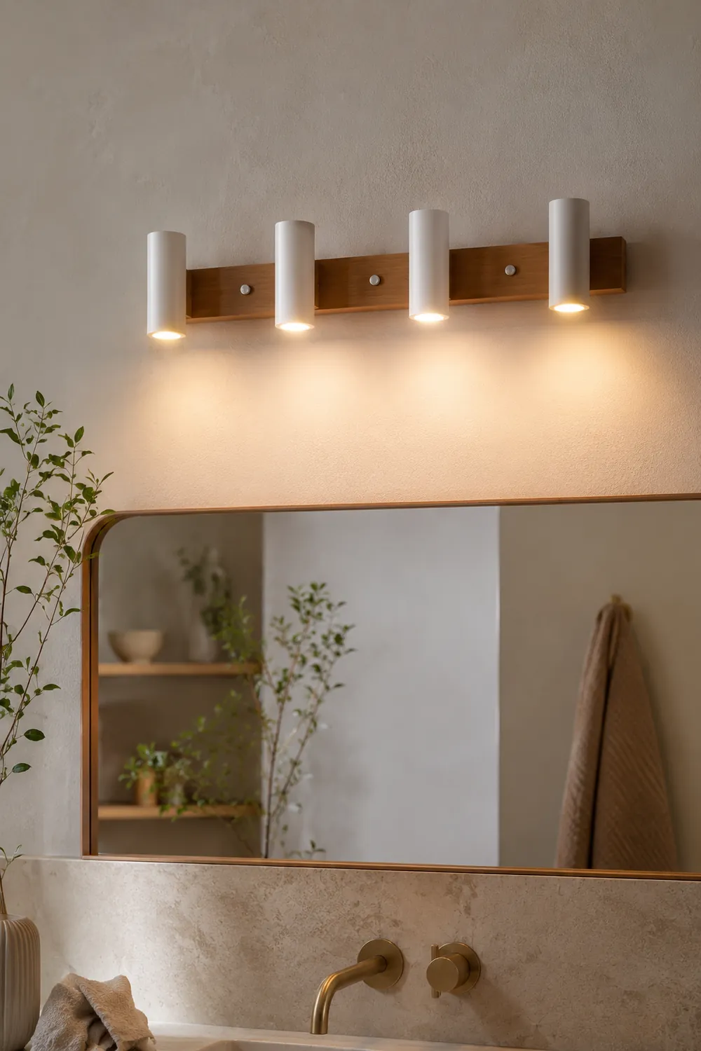 Ozawa Drehbar Spiegelfront Wandleuchte Strahler, 2 Farben, 3/4-flammig, 56/75CM Lang - Lumpaz