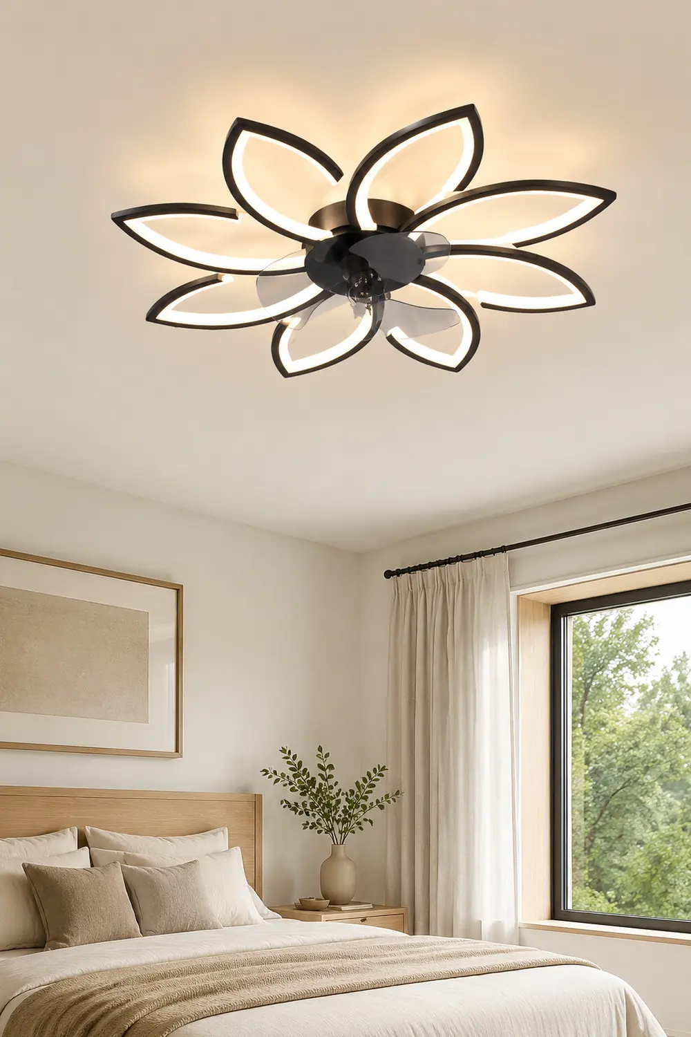 Hana Deckenventilator mit Beleuchtung Blume, 3 Farben, ∅65/68/79/90CM - Lumpaz