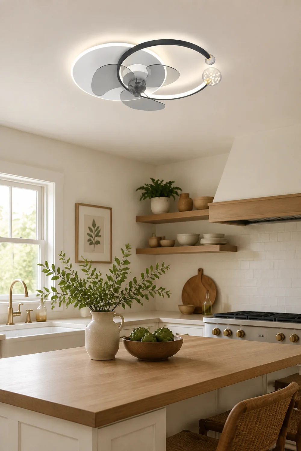 Morandi Sternenklar Deckenventilator mit Beleuchtung Doppel-C, 2 Farben, 62CM Lang - Lumpaz
