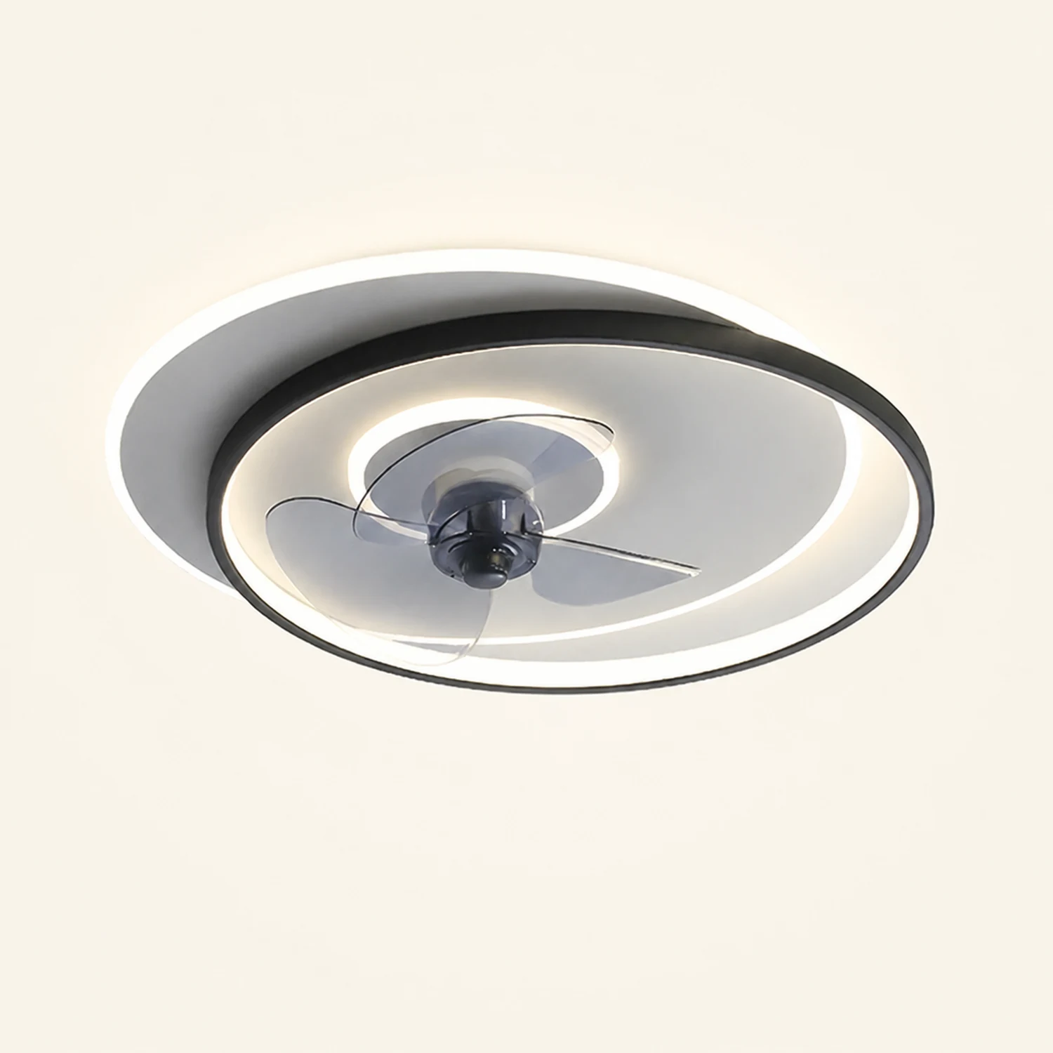 Quinn Deckenventilator mit Beleuchtung Doppel-Ring, 2 Farben, ∅46/56CM - Lumpaz