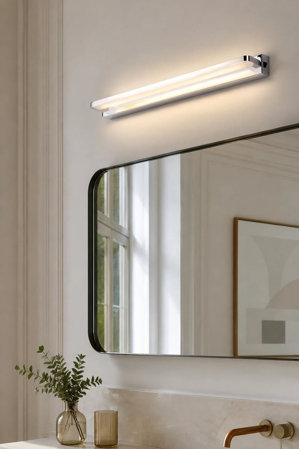Leigh Spiegelfront Waschtisch-Wandleuchte, Metall, L40/50/60/70CM - Lumpaz