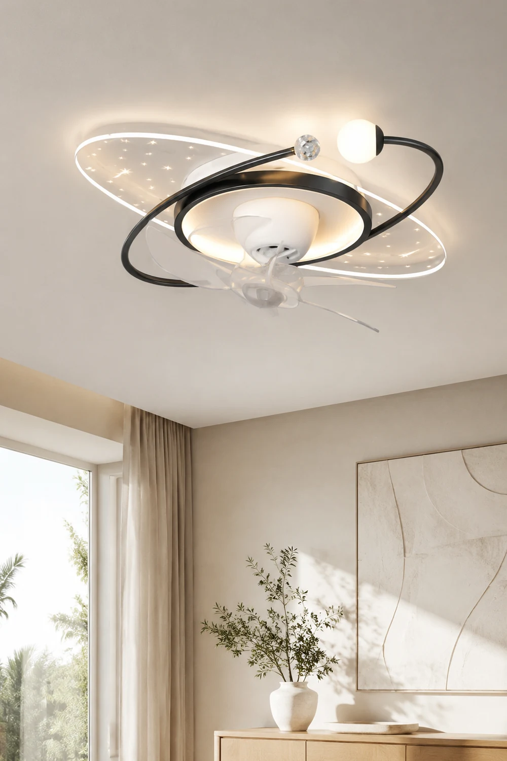 Madina Sternenklar Deckenventilator mit Beleuchtung, 4 Stile, ∅ 50CM/100CM - Lumpaz