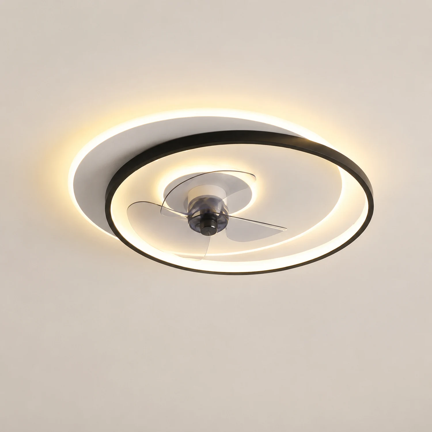 Quinn Deckenventilator mit Beleuchtung Doppel-Ring, 2 Farben, ∅46/56CM - Lumpaz