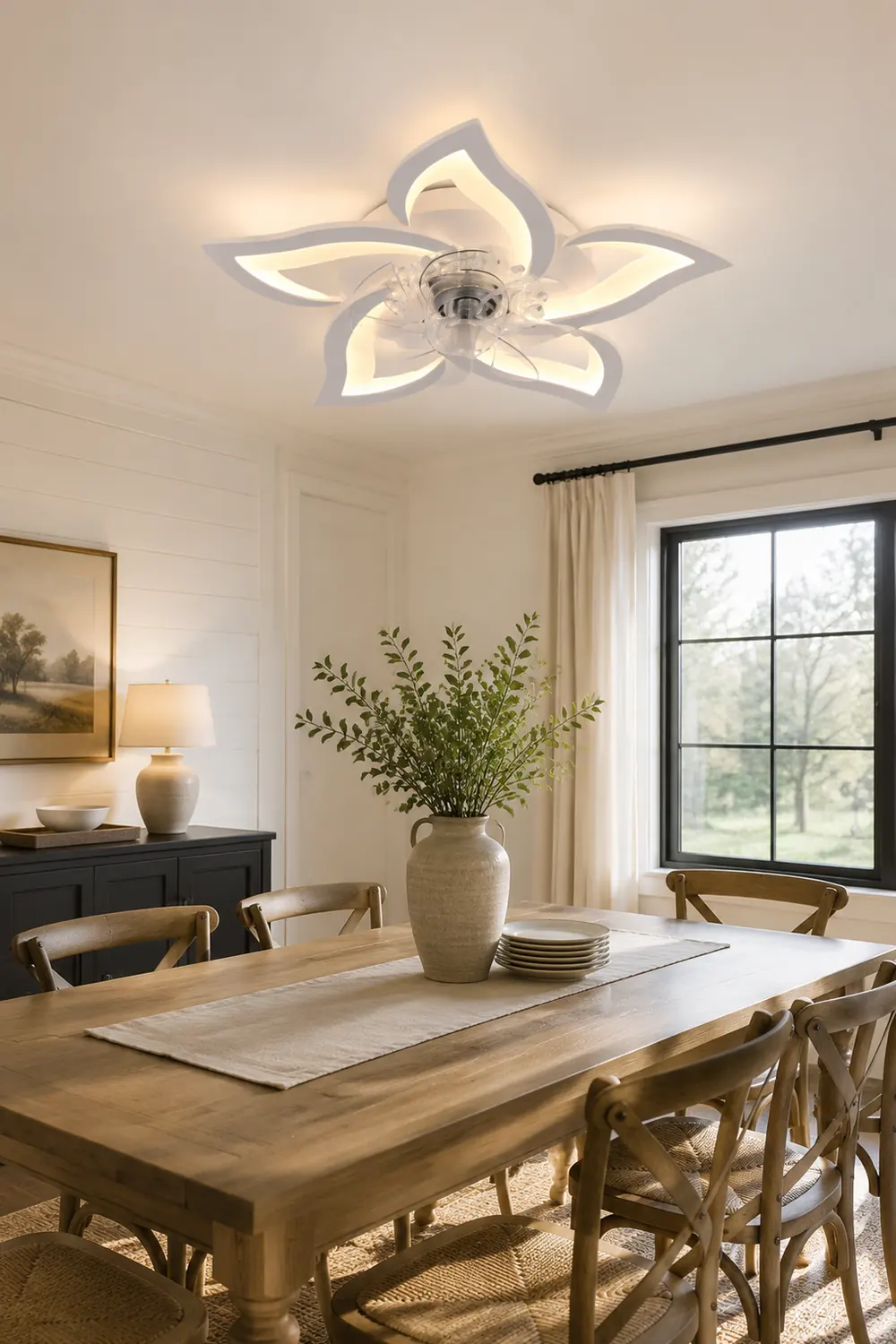 Hana Deckenventilator mit Beleuchtung Blume, 2 Farben, ∅65CM - Lumpaz