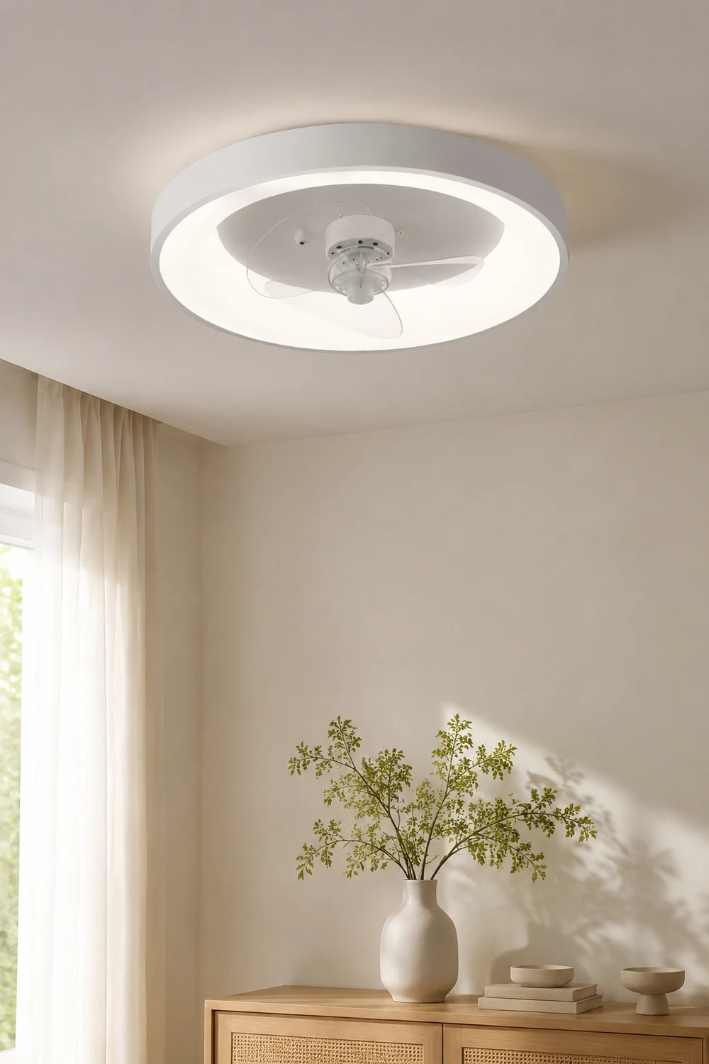 Quinn Deckenventilator mit Beleuchtung Weiß, ∅50CM - Lumpaz