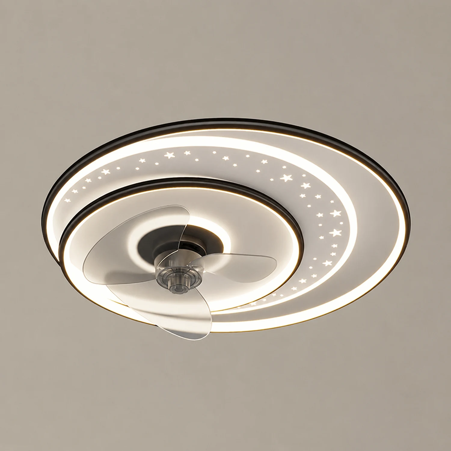 Quinn Deckenventilator mit Beleuchtung 3-Ring, 3 Stile, ∅50/52/53CM - Lumpaz