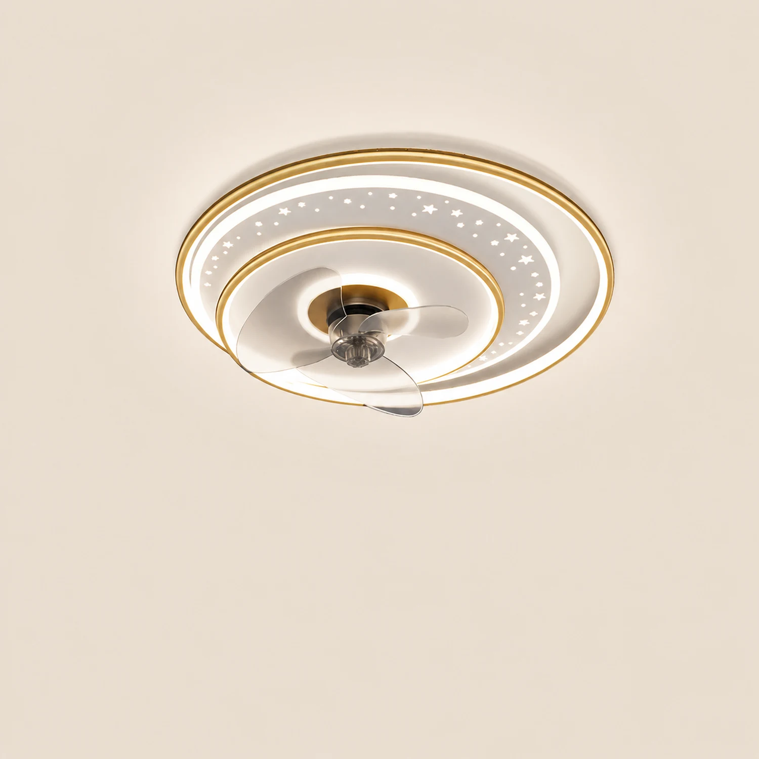 Quinn Deckenventilator mit Beleuchtung 3-Ring, 3 Stile, ∅50/52/53CM - Lumpaz