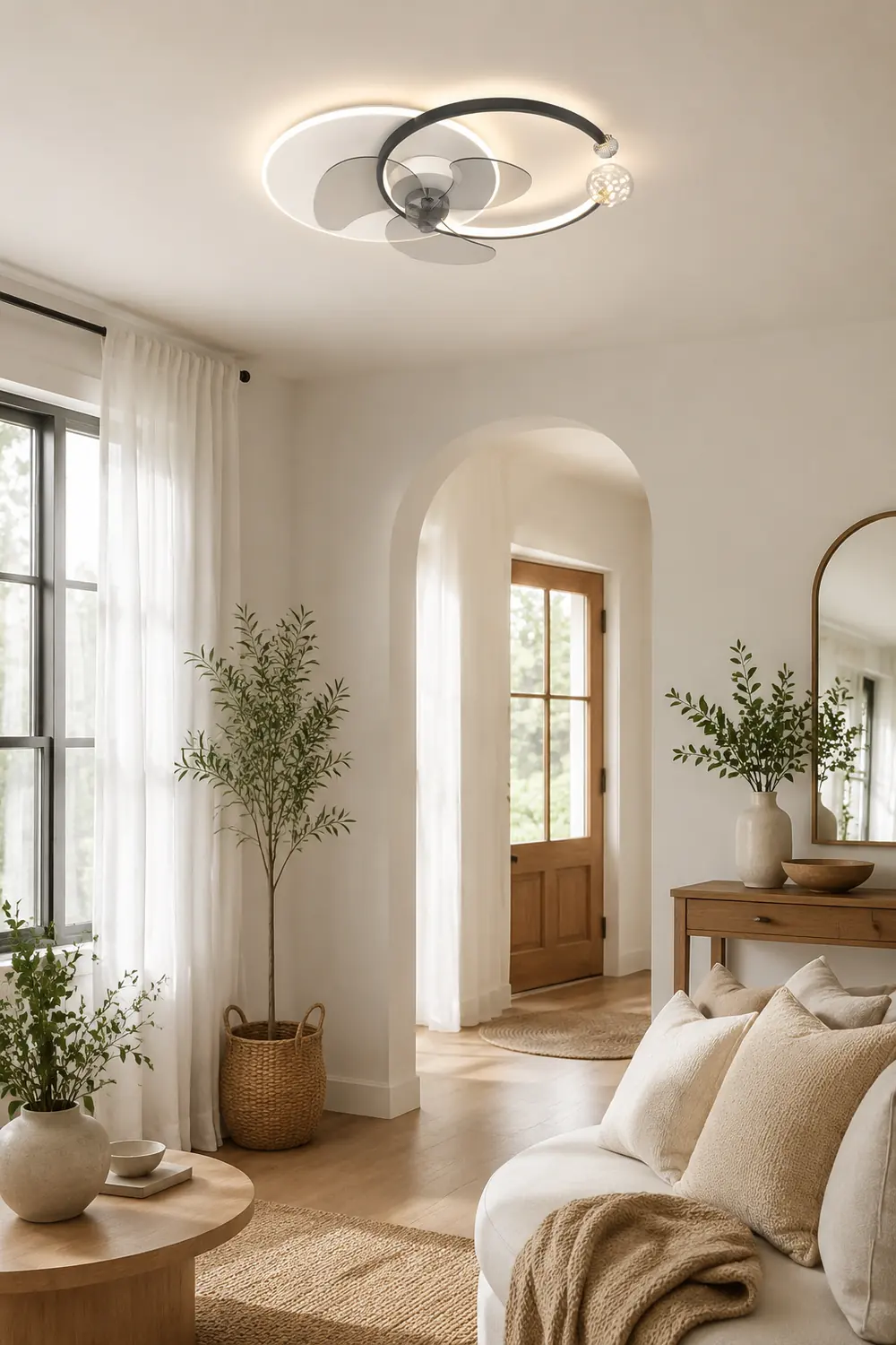 Morandi Sternenklar Deckenventilator mit Beleuchtung Doppel-C, 2 Farben, 62CM Lang - Lumpaz