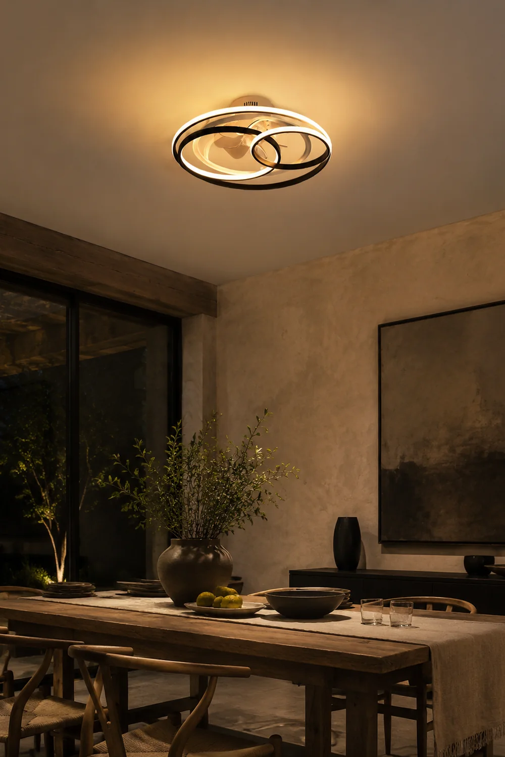 Arisha Deckenventilator mit Beleuchtung 4-Ring, ∅55/60CM - Lumpaz
