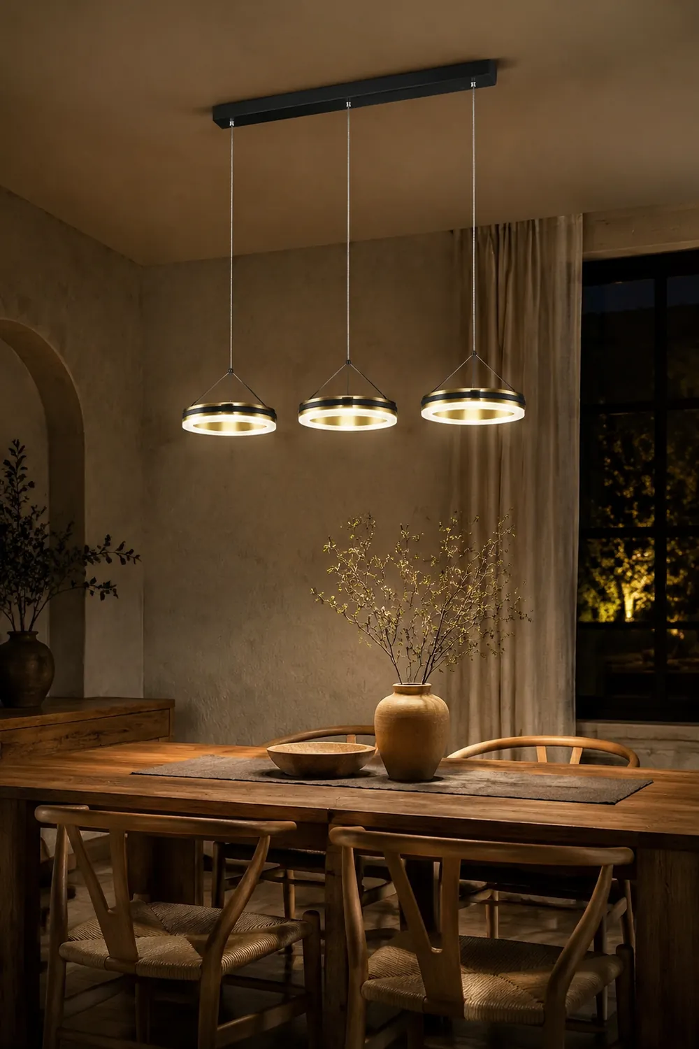 Evette LED Pendelleuchte für Esszimmer Metall, 3-flammig - Lumpaz